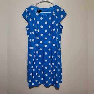AB Studio Vibrant Blue Fabric Polka Dotted Dress